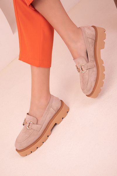 SOHO Nude Suede Women's Casual Shoes 17919