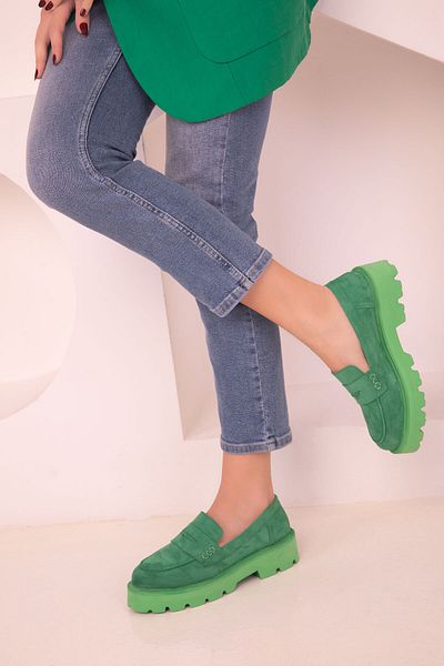 SOHO Green Suede Women's Casual Shoes 17853
