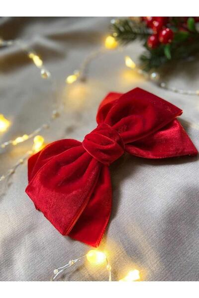 ecrin tuhafiye hobi Kadın Kırmızı Kadife Fiyonk Otomatik Toka