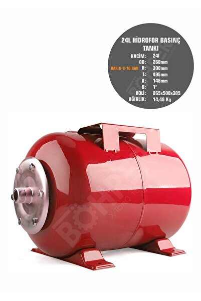 BÖHRER 24lt Yatay Hidrofor Genleşme Tankı - Hidrofor Basınç Tankı
