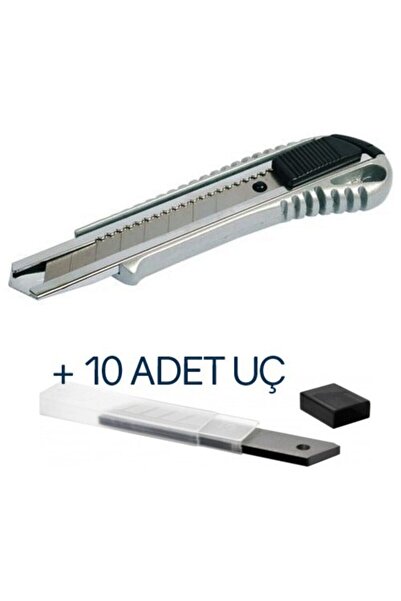 MOONSHOP Metal Maket Bıçağı Falçata 10 Adet Yedek Bıçak Büyük Boy Maket Set...