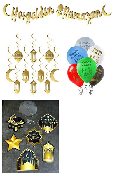 Masalsı Concept 23 Parça Hoşgeldin Ramazan Banner,6 Baskılı Balon,6'lı Ramaza...