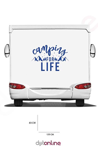 Dijitonline Autocolant pentru camping pentru rulotă - Autocolant Kamping For Life - Autocolant pentru munte - 120x83 Cm