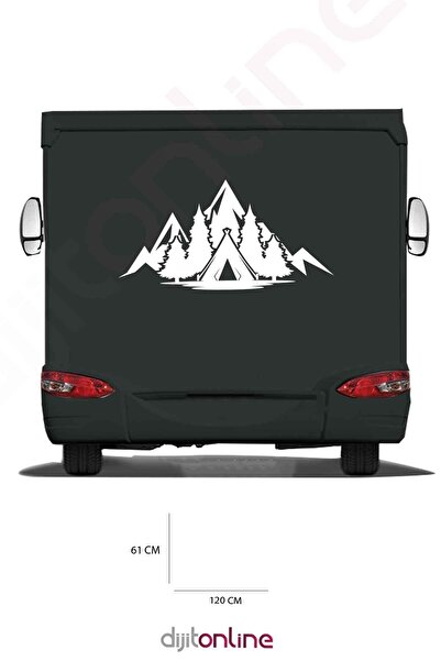Dijitonline Autocolant pentru rulotă - Autocolant pentru camping și munte - Autocolant pentru camping - 120x61 Cm