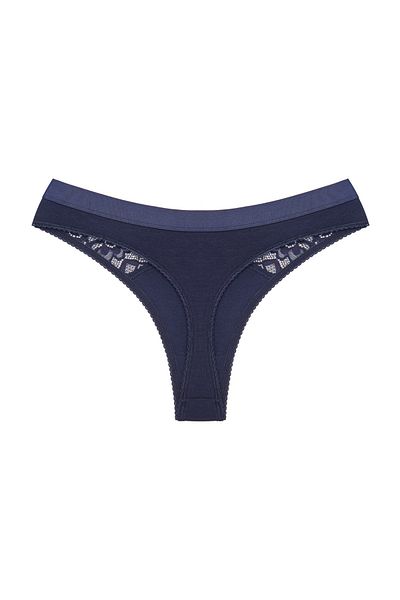 Zena Cotton Navy Blue Women's Thong Panties - Elastic Waist