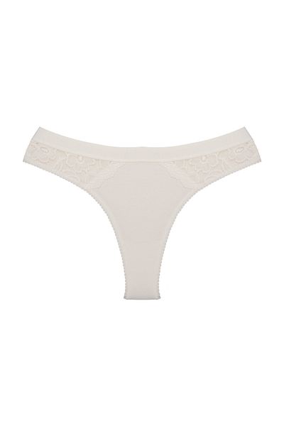 Zena Cotton Ecru Women's Thong Panties - Elastic Waist