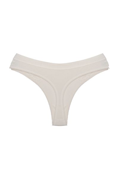 Zena Cotton Ecru Women's Thong Panties - Elastic Waist