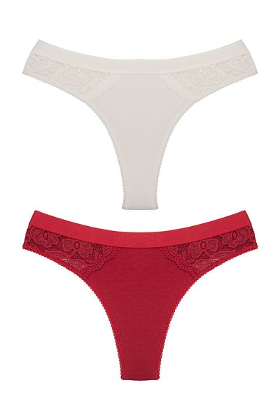Zena Cotton Women's Thong Panties - 2-Piece, Elastic Waist