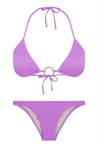AQUELLA Lilac Triangle Bikini Set with Textured Accessories
