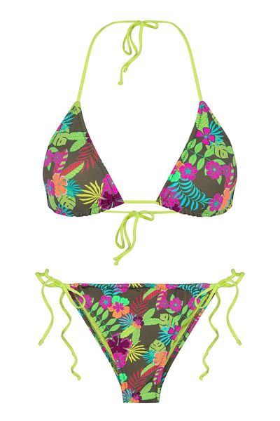 AQUELLA Colorful Patterned Triangle Bikini Set
