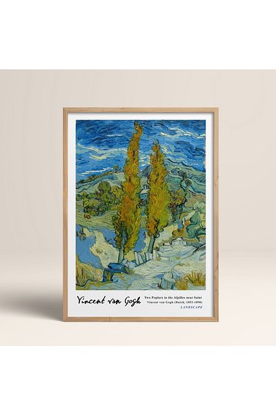 HOMEPACK Επιτραπέζιο ζωγραφικής Vincent Van Gogh με κορνίζα 30x40cm 40x60cm 50x70cm Μαύρο Λευκό Ξύλινο Κορνίζα Vangogh011