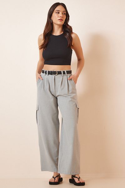 Happiness İstanbul Loose Cargo Woven Trousers with Pockets