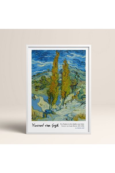 HOMEPACK Επιτραπέζιο ζωγραφικής Vincent Van Gogh με κορνίζα 30x40cm 40x60cm 50x70cm Μαύρο Λευκό Ξύλινο Κορνίζα Vangogh011