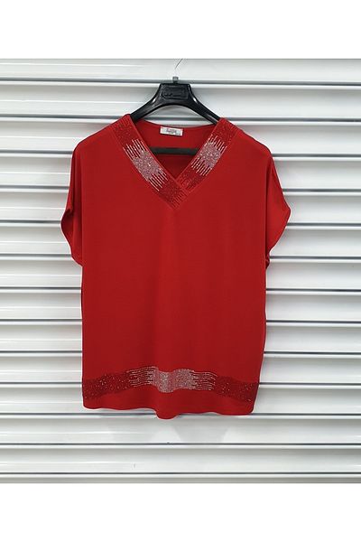 Esina Women's Viscose Blouse Collar And Hem Embroidered