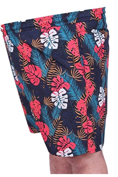 Starbattal Large Size Water Repellent Swim Shorts Tropical 23654 Black