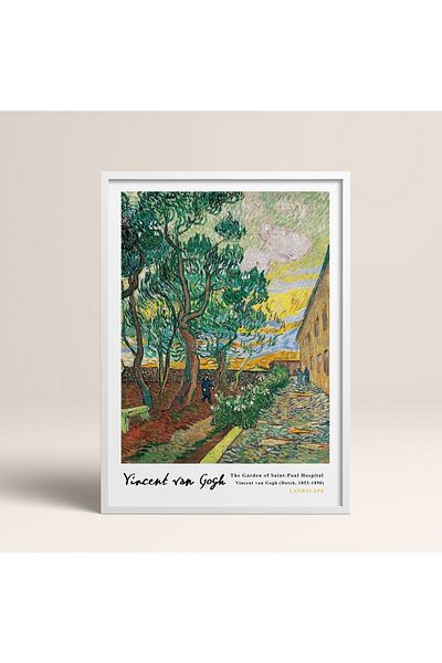 HOMEPACK Επιτραπέζιο ζωγραφικής Vincent Van Gogh με κορνίζα 30x40cm 40x60cm 50x70cm Μαύρο Λευκό Ξύλινο Κορνίζα Vangogh014