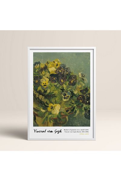 HOMEPACK Επιτραπέζιο ζωγραφικής Vincent Van Gogh με κορνίζα 30x40cm 40x60cm 50x70cm Μαύρο Λευκό Ξύλινο Πλαίσιο Vangogh021