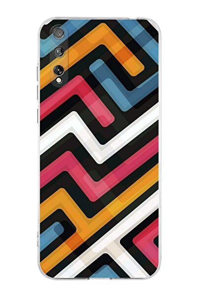 PrintiFy Huawei P Smart S Kamera Korumalı Kapak Labirent Grafiti Tasarımlı Şeffaf Kılıf