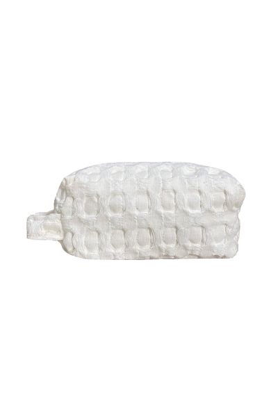 Lucy and Home Cream Big Waffle Pike Makeup Bag
