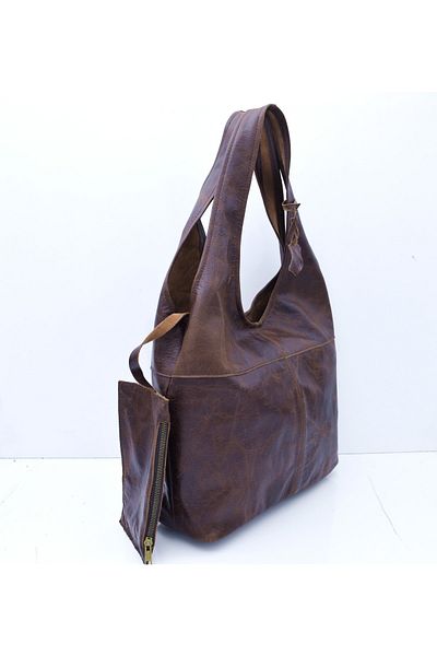 Veskemann Τσάντα ώμου Randy Antique Brown από γνήσιο δέρμα