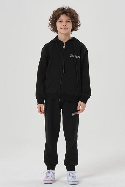 Black One Χωρίς Lycra Double Face Interlock ύφασμα εποχιακής εκτύπωσης Λεπτομερές κορδόνι τσέπης για αγόρια αθλητική φόρμα Ta