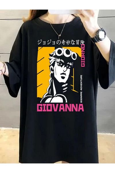 DEEPSENCE Tricou oversize cu imprimeu frontal cu personaj anime negru Gıovanna pentru femei