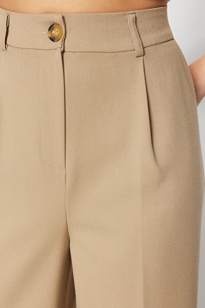 Trendyol Collection Širokonohé tkané kalhoty v khaki barvě – Iron-On Trace, Twoss23Pl00326