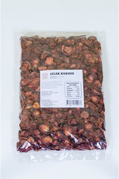 EGEYE DÖNÜŞ 1 Kg Strawberry Dried Fruit Chips - Sugar-Free Cocktail Fruit (Wholesale Strawberry Dried)