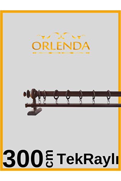 Orlenda Umeraș Cortina Rustică Țeavă Alminiu cu Cap din Lemn de Nuc 300 Cm