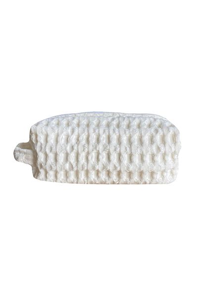 Lucy and Home Cream Big Waffle Pike Makeup Bag