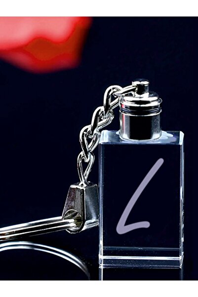 MERTKRİSTAL Breloc cu litera L, breloc cu litere, breloc cu sticlă gravată