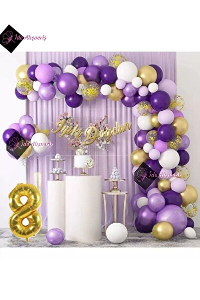 Bkmc Set de lanțuri de baloane mov Macaron de 8 ani, decorare cu baloane mov ...