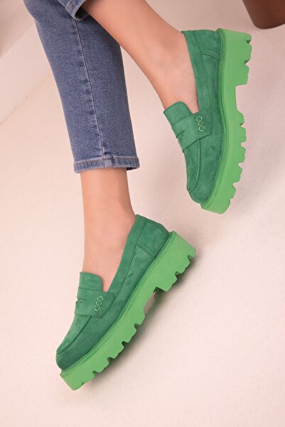 SOHO Green Suede Women's Casual Shoes 17853