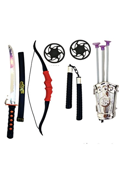 SAZE Ninja Savaş Seti Ok Yay Kılıç Kalkan Mınçıka Ninja Yıldız Fırlatma Bıçağ...