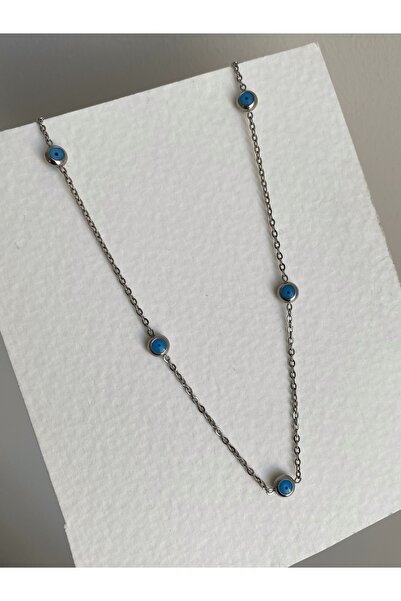 Owentis قلادة من الفولاذ الفضي الأنيق على شكل عين ليلك - لا تشويه -