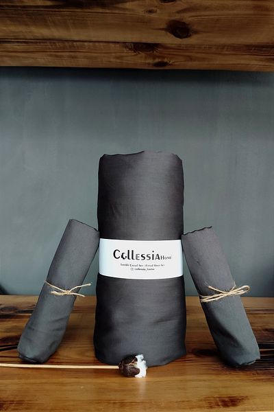 CollessiaHome 100% βαμβακερό σατέν διπλό σετ σεντόνια σετ σεντόνια - ανθρακί