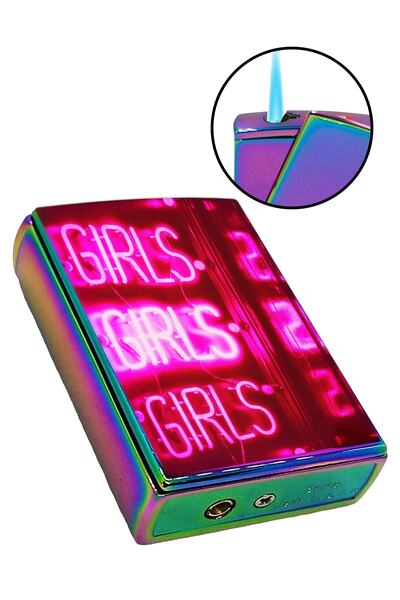 İŞTE BU Baskılı Yandan Kaydırmalı Lüks Gazlı Pembe Çakmak