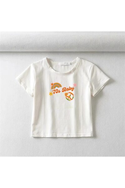 Touz 1970-ті роки Принт Rainbow Білий Кроп