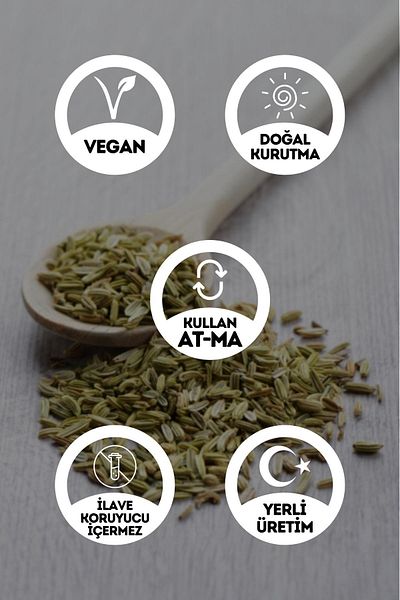 EGEYE DÖNÜŞ 50g Fennel Seed Herbal Tea - Jar Appearance, Ziplock Storage Bag