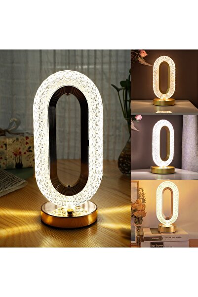 PİNK İTHALAT Şarjlı Gül Kristal Elmas Masa Lambası Dokunmatik 3 Renk Değişen ...