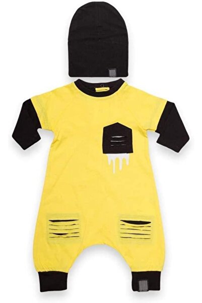 Victory Baby Long Sleeve Boy Jumpsuit with Cut Pocket Detailed Hat 40442