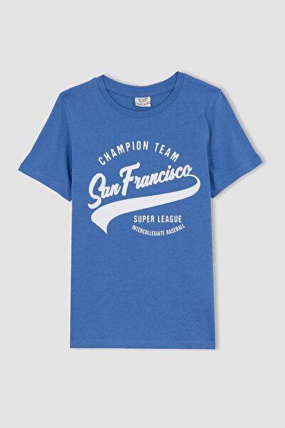 DeFacto Μπλουζάκι με κοντό μανίκι με εμπριμέ λαιμόκοψη για αγόρι Z8002a623sm