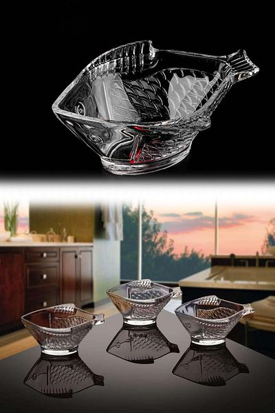 Poolipo 6 Pieces Fish Patterned Glass Snack Bowl, Sauce Bowl, Snack Bowl, Breakfast Bowl