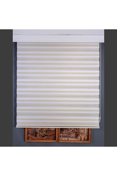 CEYHAN STORE Micro Pleat White Brown Zebra Roller Blinds