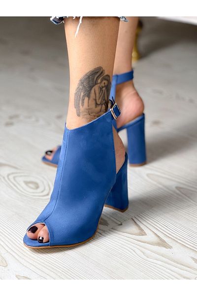 irmona Sandale Ally Blue din piele întoarsă cu toc