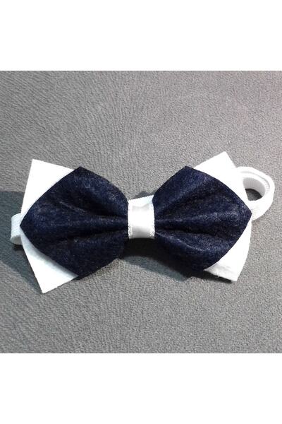 GallanD Navy Blue White Children's Felt Double Bow Tie