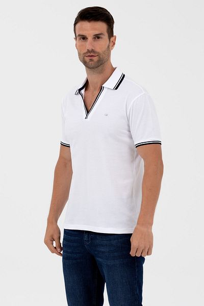 U.S. Polo Assn. Πόλο Ασν των ΗΠΑ. Slim Fit Λευκό T-shirt με λαιμόκοψη V Polo