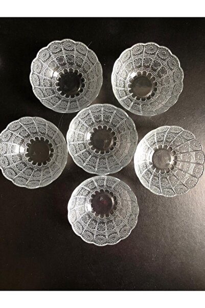 DİBA AVM 6 Pieces Star Glass Bowl Compote Set Treat Snack Bowl Presentation Bowl 6 Pieces Bowl Snack Bowl
