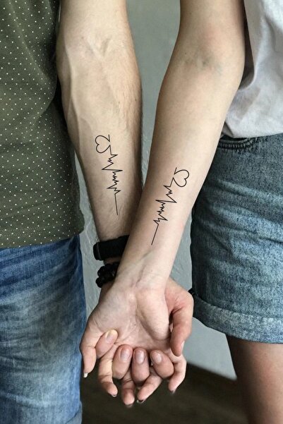 Everglow Jewelry Kalp Ritmi Sevgili Kombini Çift Bilek Geçici Dövme