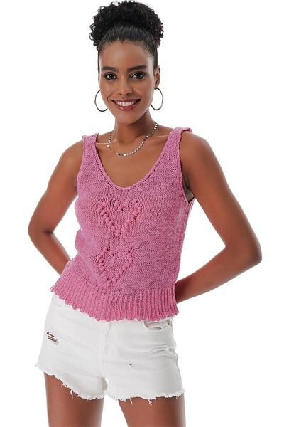 CHUBA Women's Cotton V-Neck Knitwear Undershirt Pink 23s1005